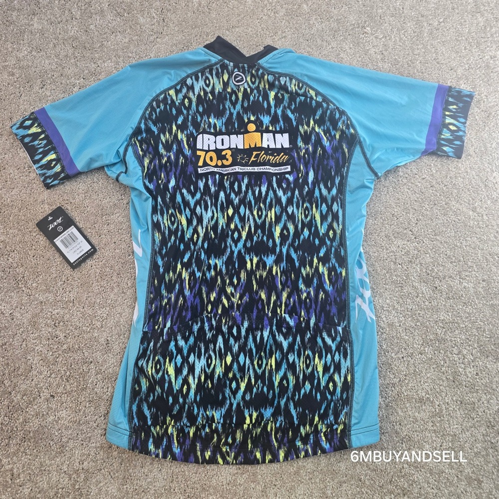 Zoot Ironman 70.3 Florida Cycling Jersey Womens XL Blue Purple Ikat FL718  NWT - Picture 4 of 13